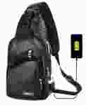 Чоловіча нагрудна сумка з USB-зарядкою та отвором для гарнітури